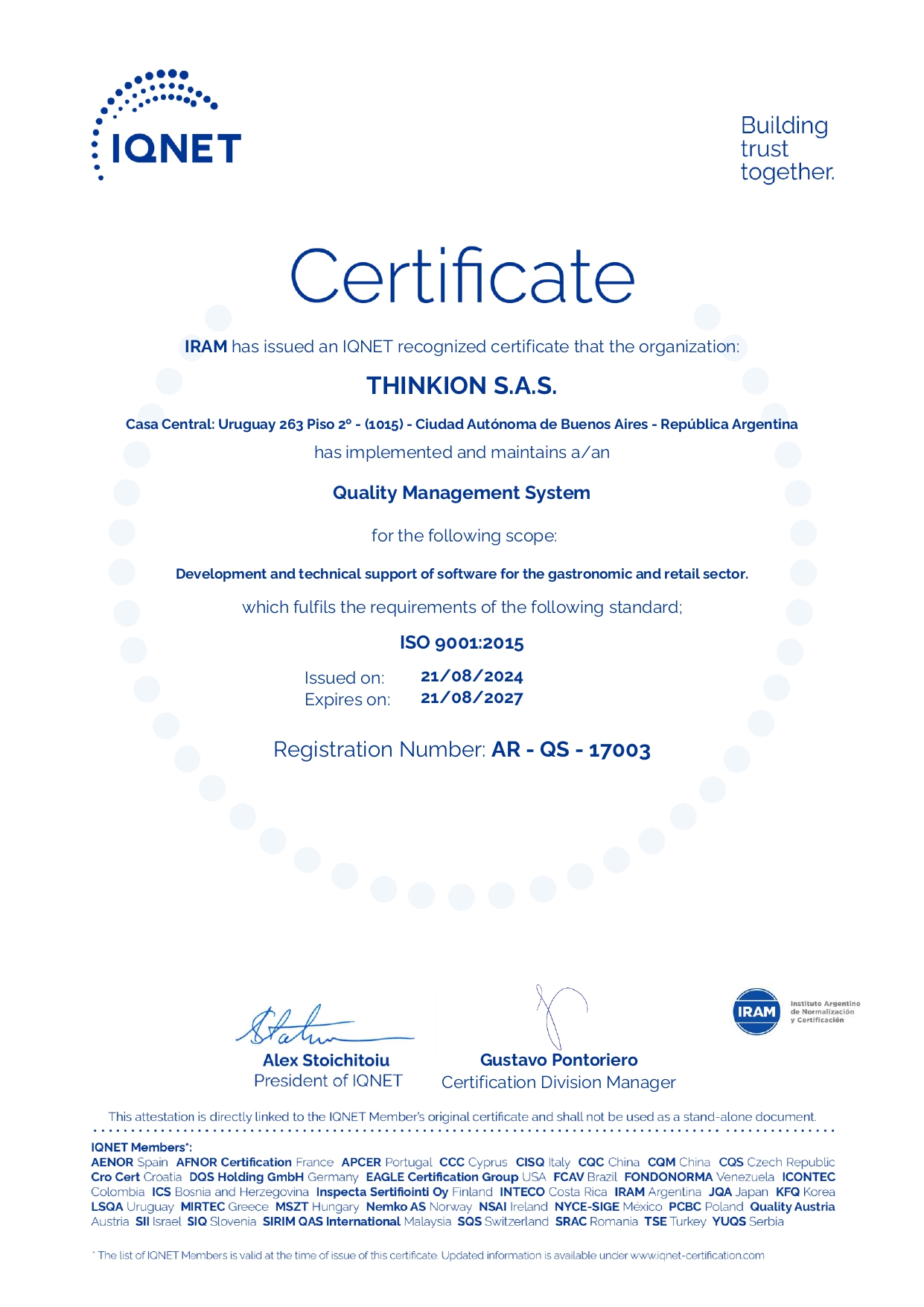 Certificado IQNET